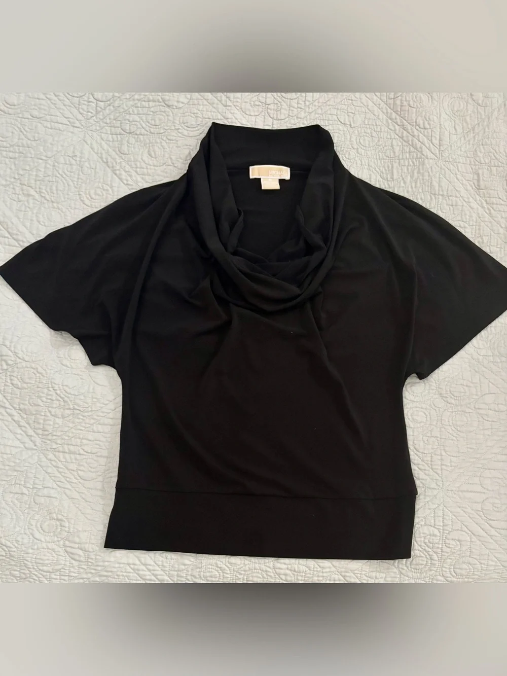 Michael Kors Black Cowl Neck Short Sleeve Sweater Top